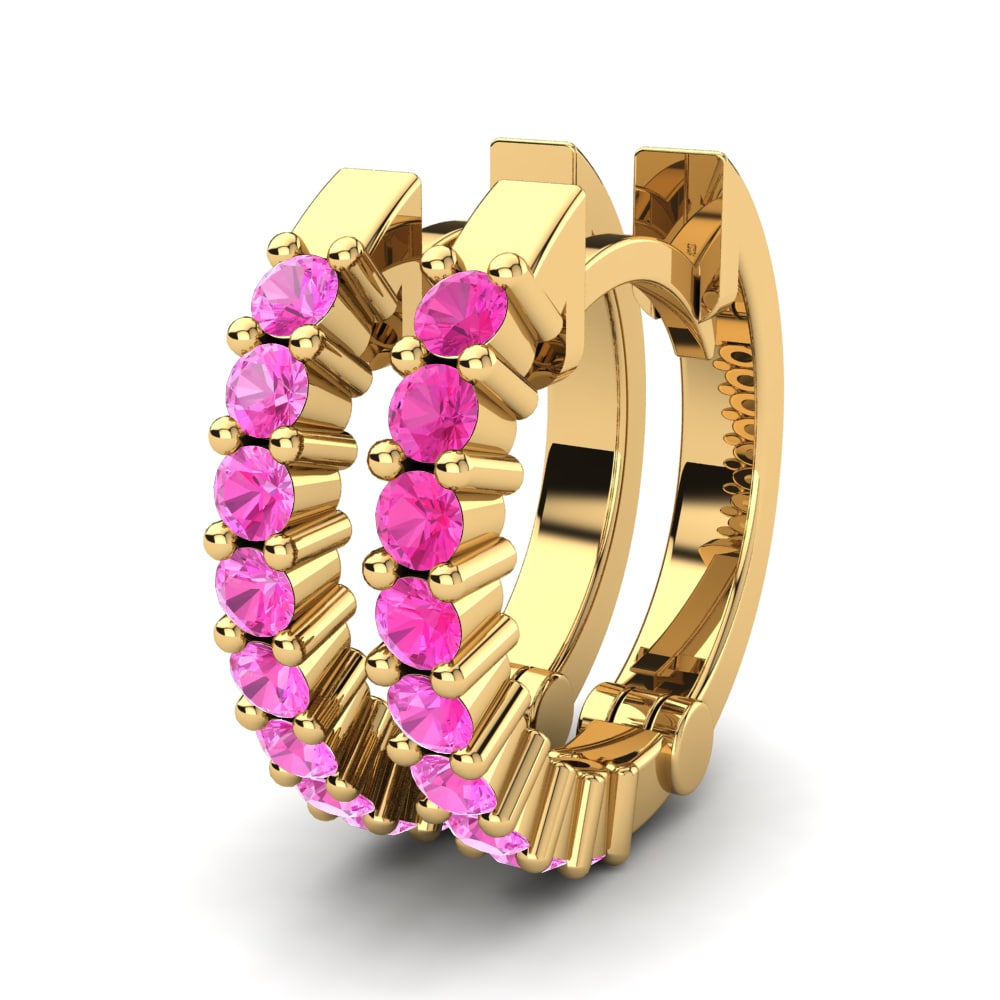 9k Oro Amarillo Turmalina rosa Pendiente de mujer Siria