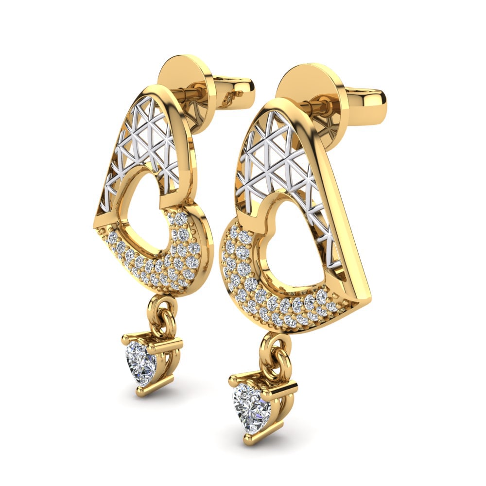 18k Oro Amarillo & Blanco Pendiente de mujer Sisam