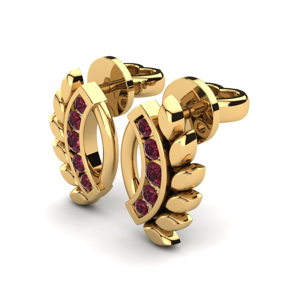 14k Oro Amarillo Granate Pendiente de mujer Sypery