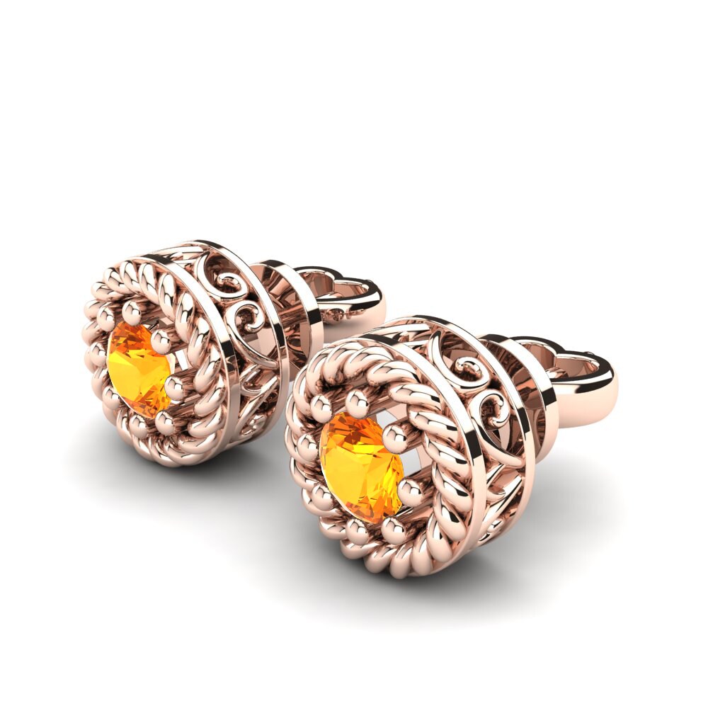 18K Rood Goud Citrien Dames Oorbellen Tamiko