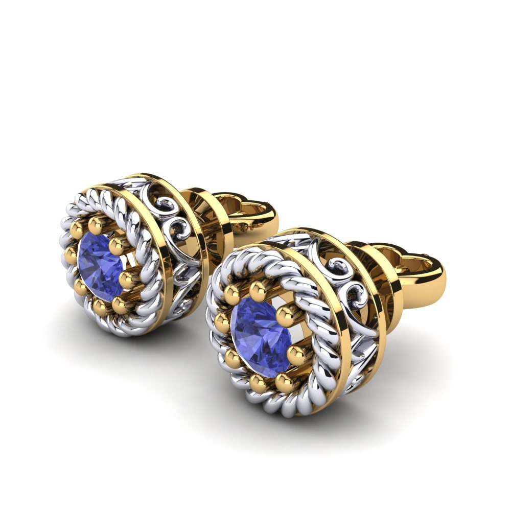 14k Oro Amarillo & Blanco Pendiente de mujer Tamiko
