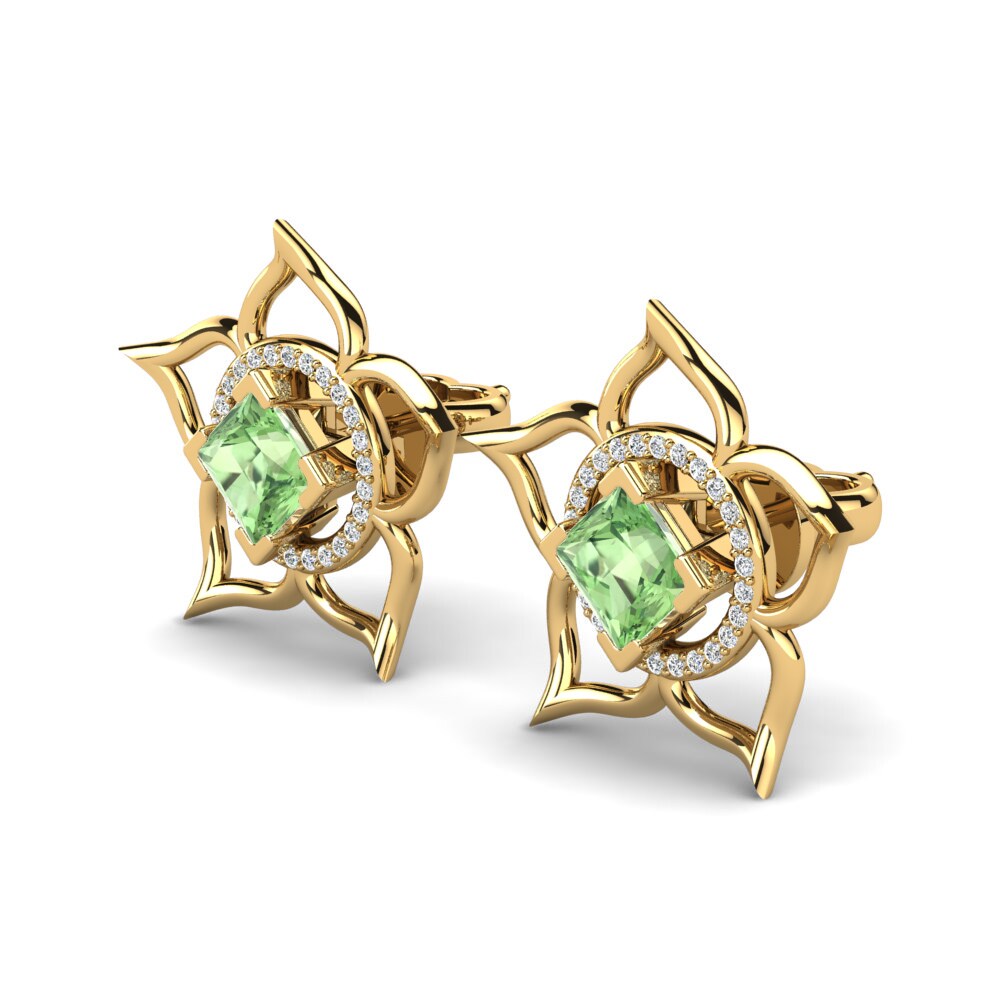 14ct Yellow Gold Green Amethyst Women's Earring Thebes
