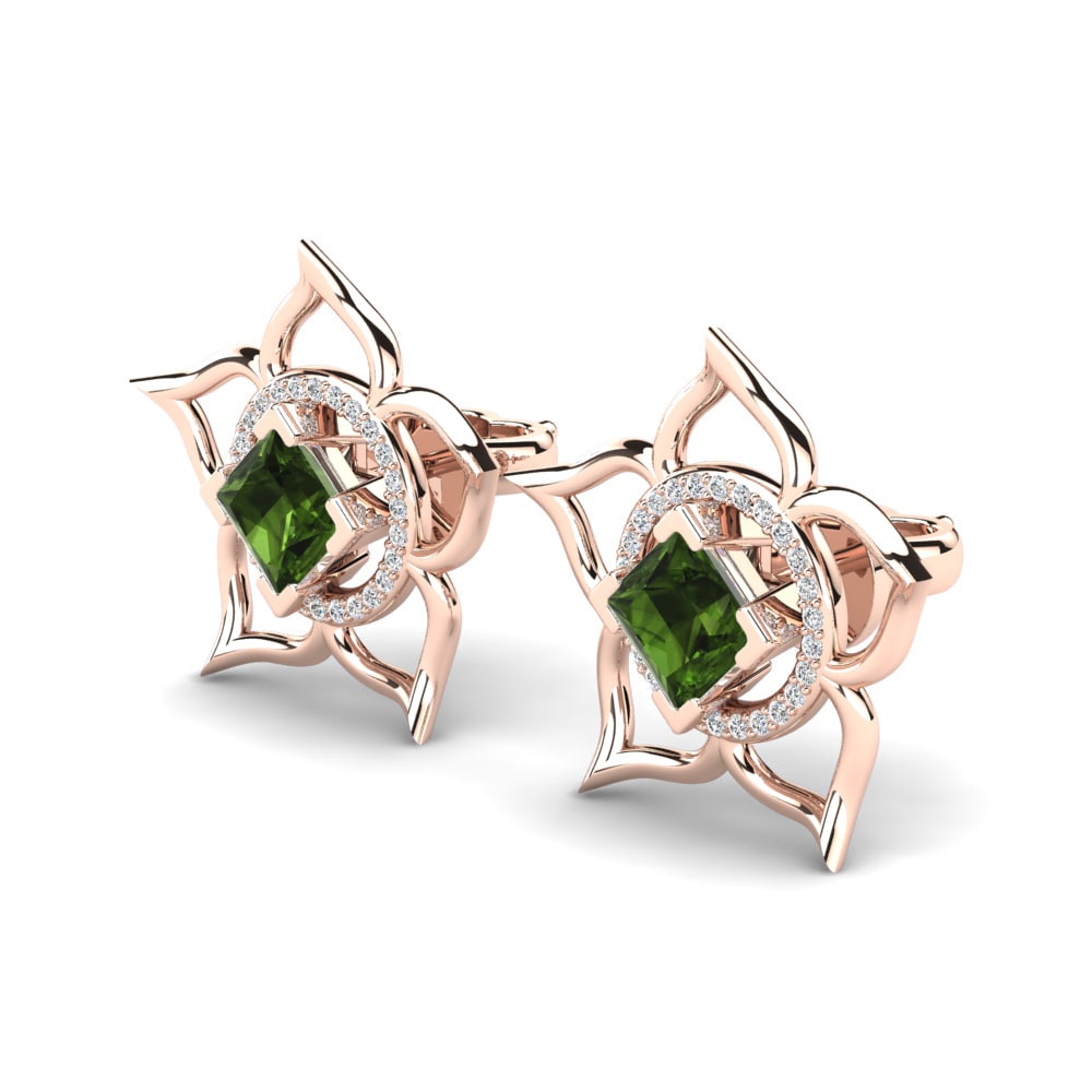 14ct Rose Gold Green Tourmaline Women's Earring Thebes