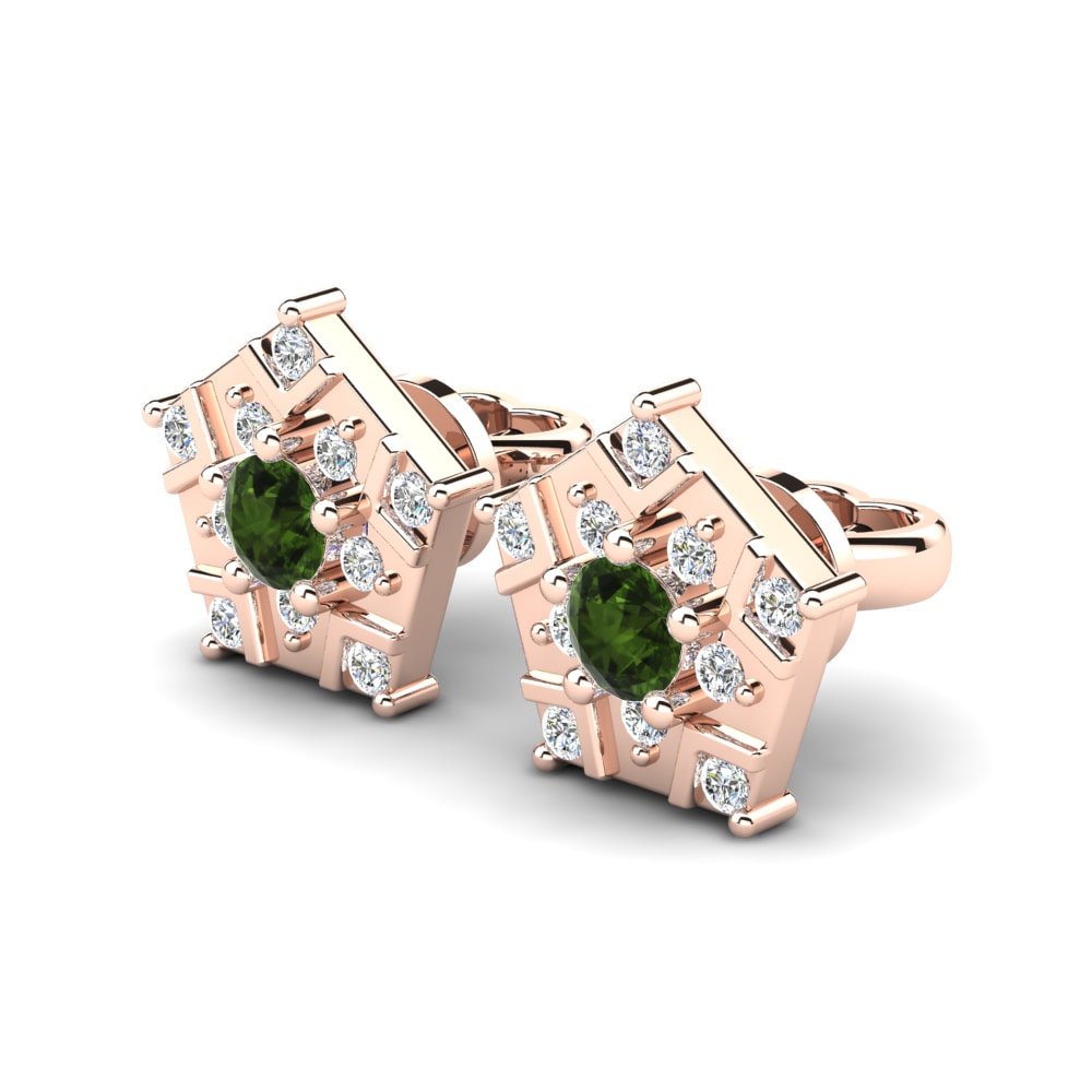 14ct Rose Gold Green Tourmaline Women's Earring Tiberia