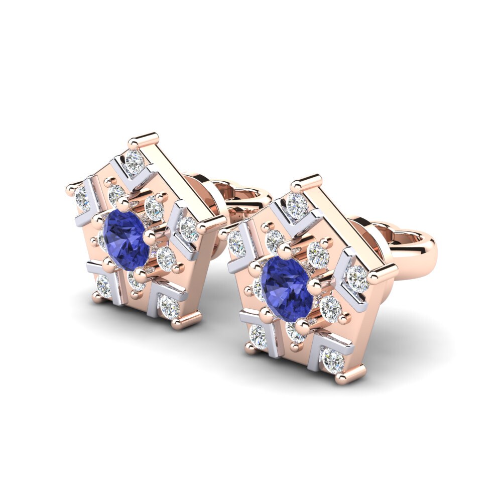 14k Oro Rosa & Blanco Tanzanita Pendiente de mujer Tiberia