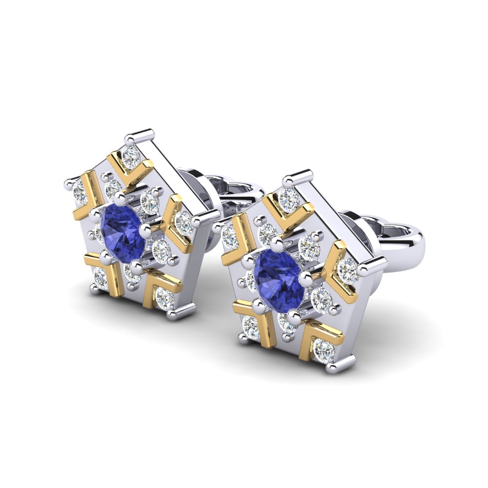 9k Oro Blanco & Amarillo Tanzanita Pendiente de mujer Tiberia