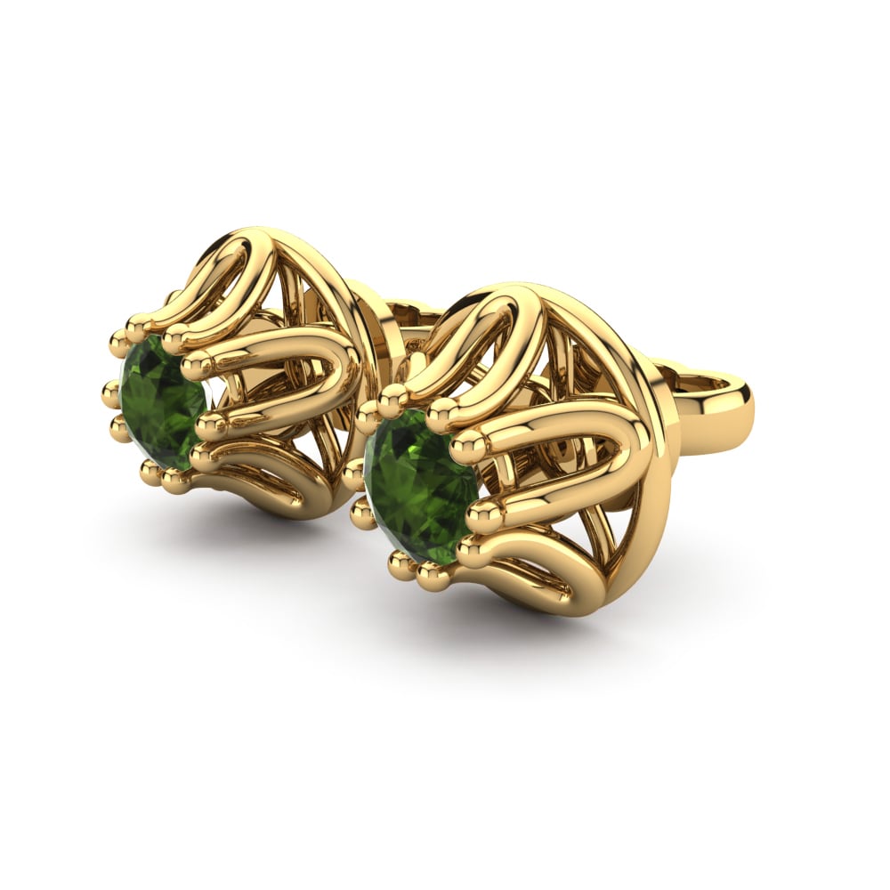 18k Oro Amarillo Turmalina verde Pendiente de mujer Vania