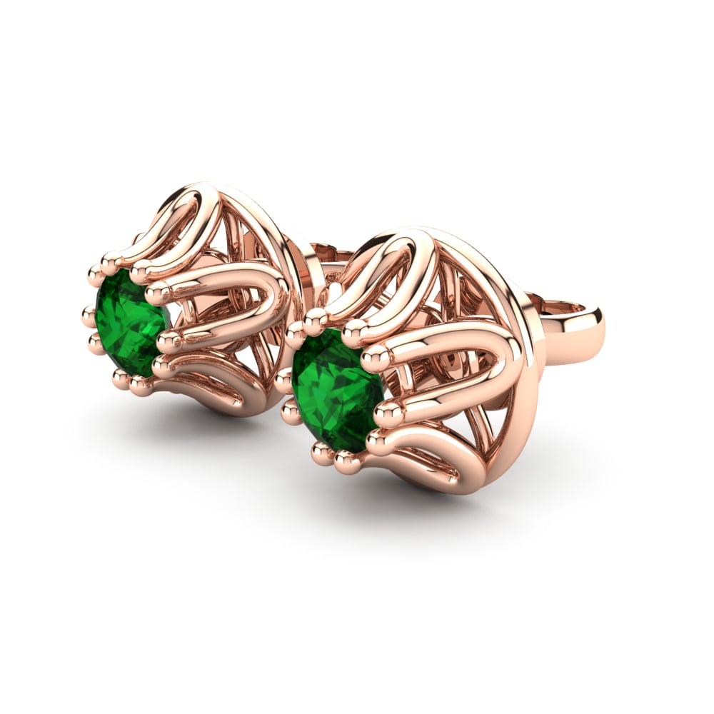 14k Oro Rosa Esmeralda (creada en laboratorio) Pendiente de mujer Vania