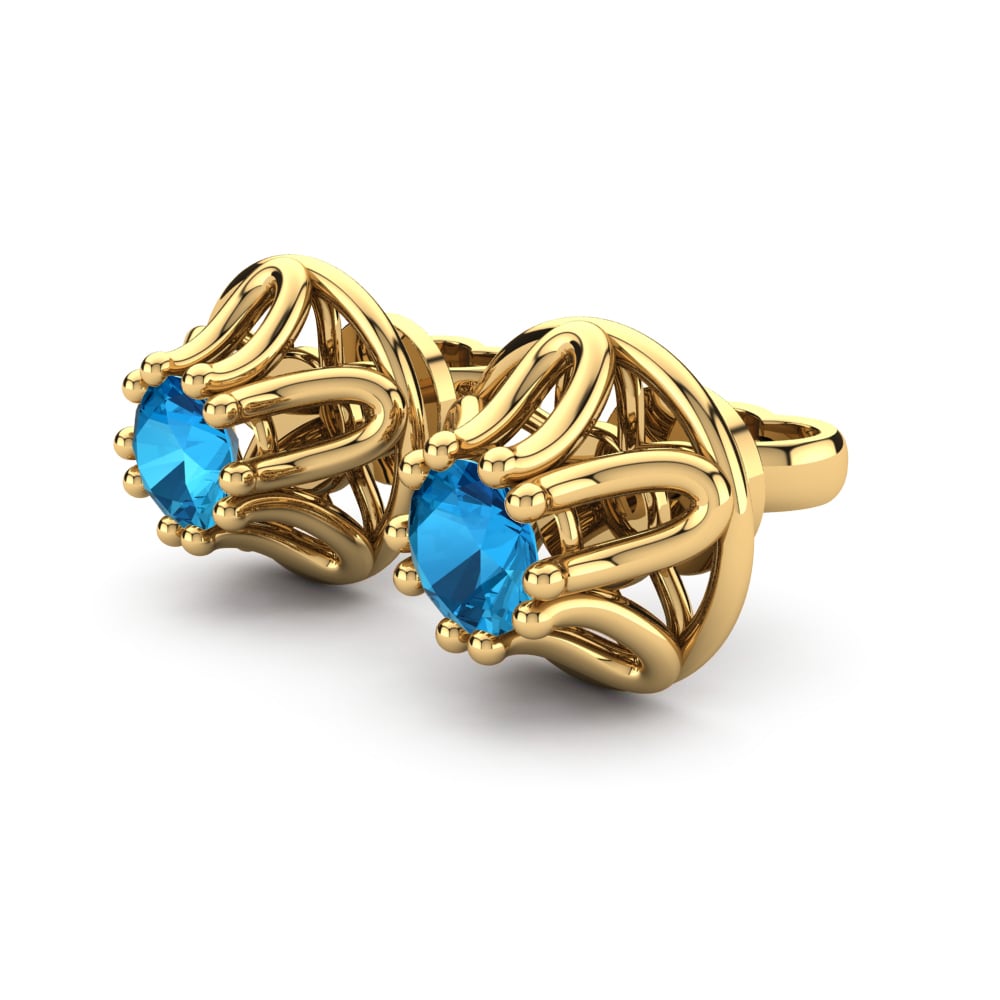 18k Oro Amarillo Topacio azul Pendiente de mujer Vania