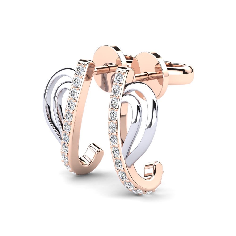 18ct Rose & White Gold Women's Earring Veria