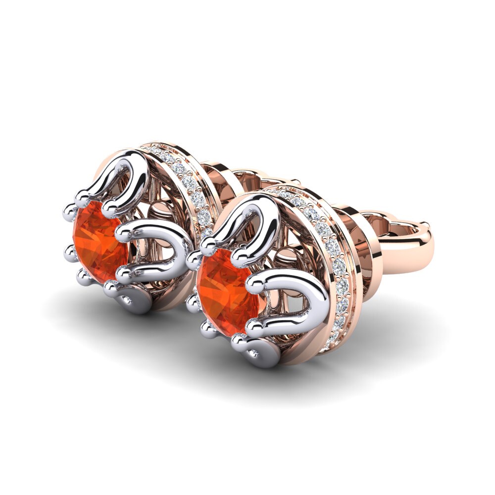 14ct Rose & White Gold Fire Opal Women's Earring Vittoria