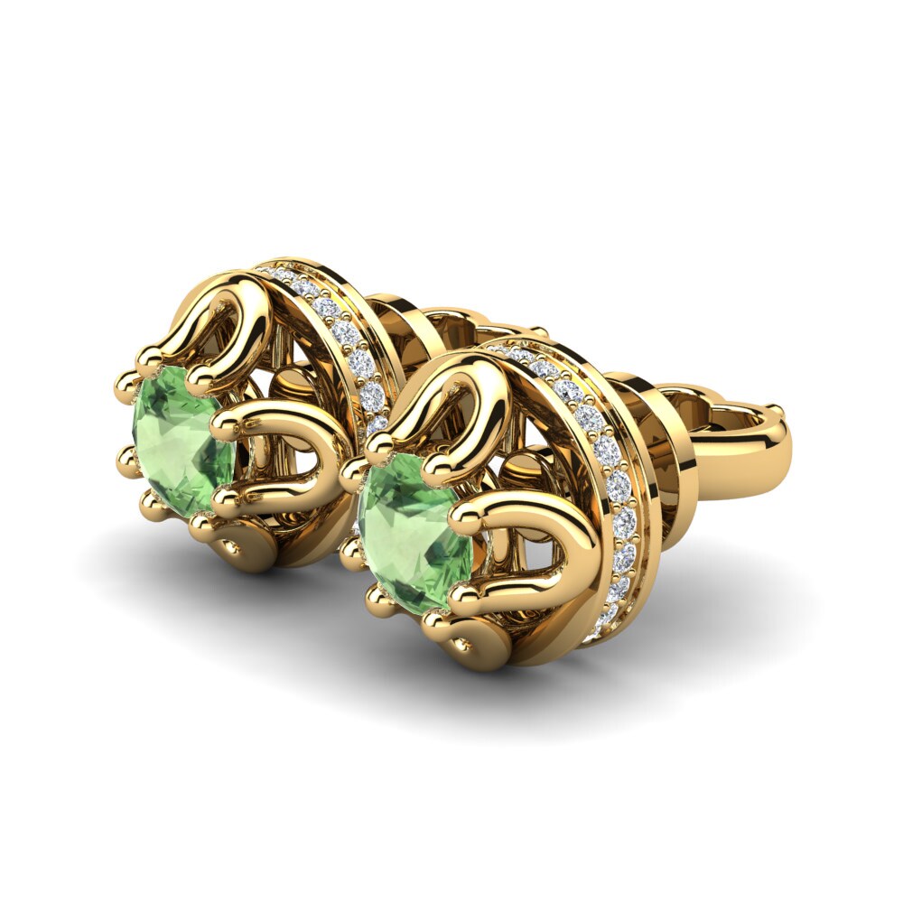 14ct Yellow Gold Green Amethyst Women's Earring Vittoria
