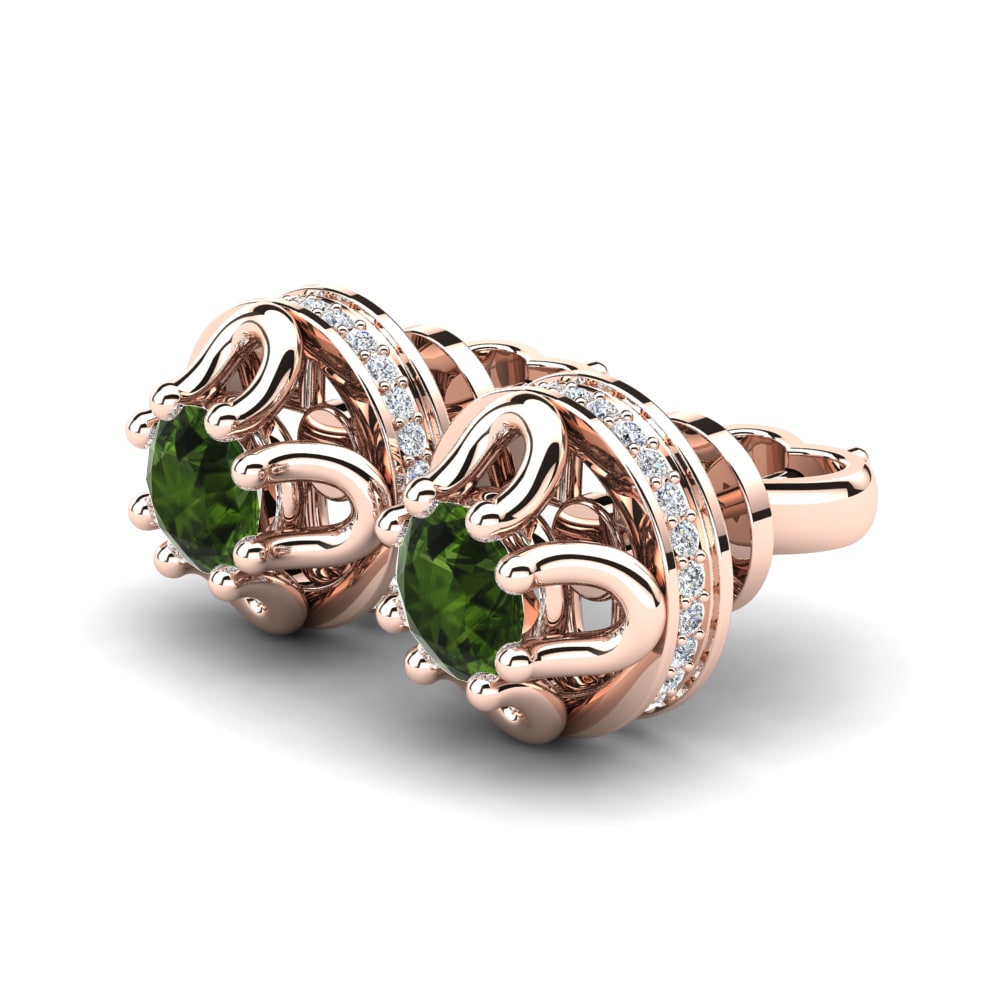 18ct Rose Gold Green Tourmaline Women's Earring Vittoria