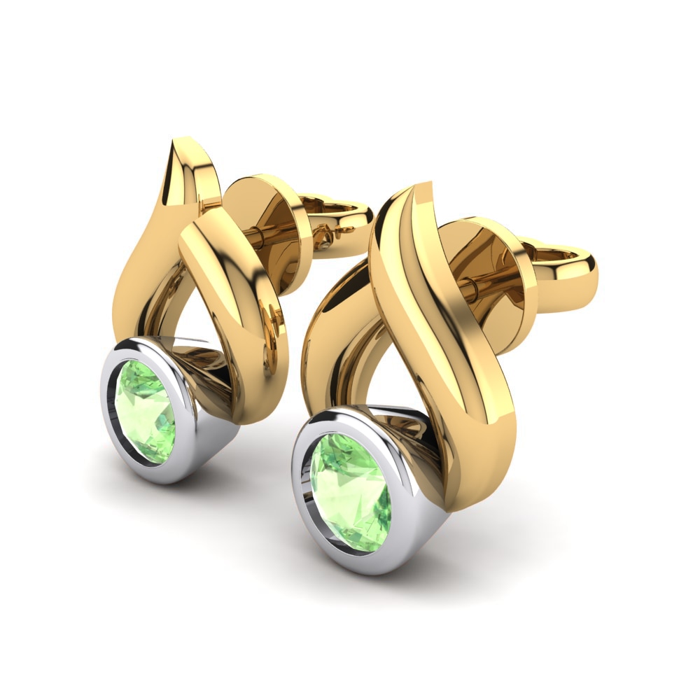 14ct Yellow & White Gold Green Amethyst Women's Earring Zyon