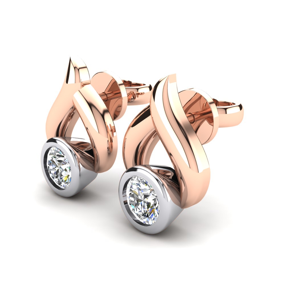 9ct Rose & White Gold Women's Earring Zyon