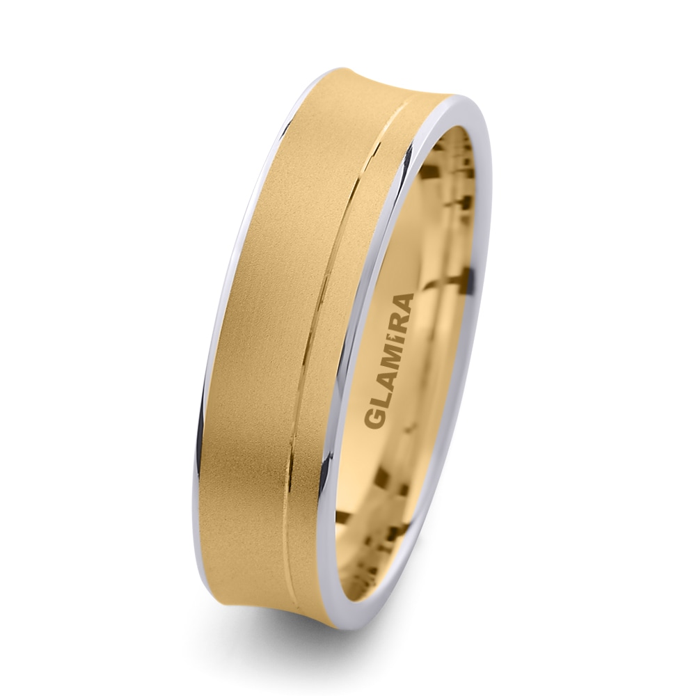 18ct Yellow / White Gold Men's Wedding Ring Pretty Life Basic