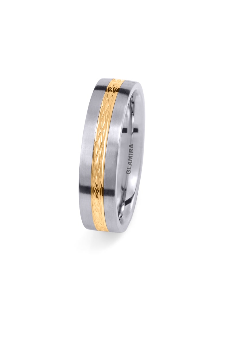Steel & Gold Men’s Wedding Rings Men's Steely Love Stainless Steel / 585 White / Yellow Gold