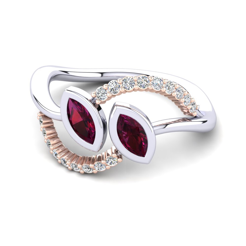 14k Oro Blanco & Rosa Granate Rhodolite Anillo Darchelle