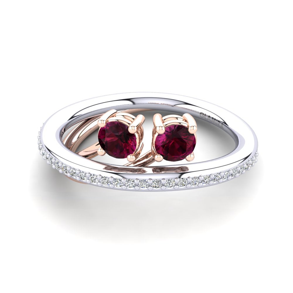 14k Oro Blanco & Rosa Granate Rhodolite Anillo Darinka
