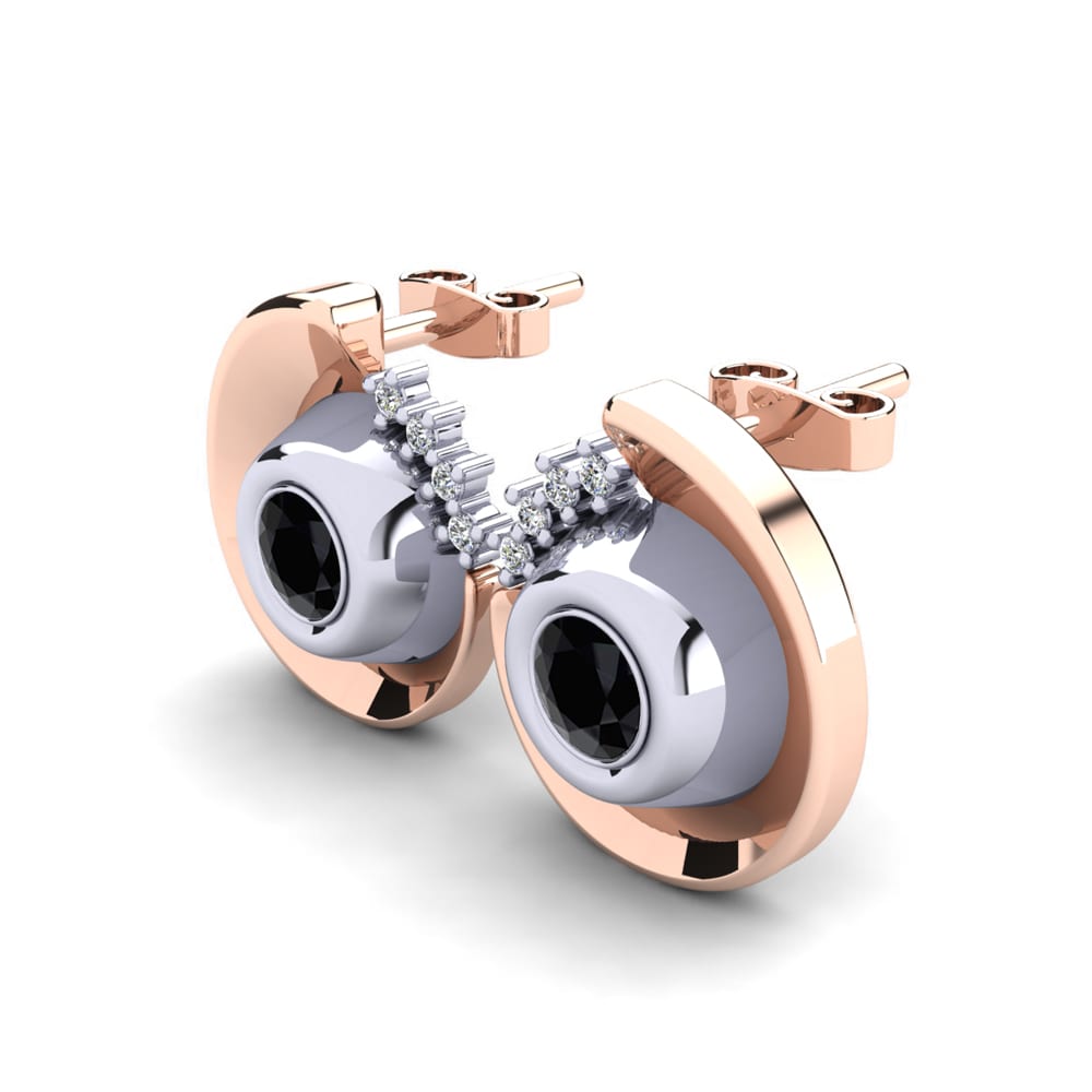 14k Oro Rosa & Blanco Zafiro negro Pendiente de mujer Delbar