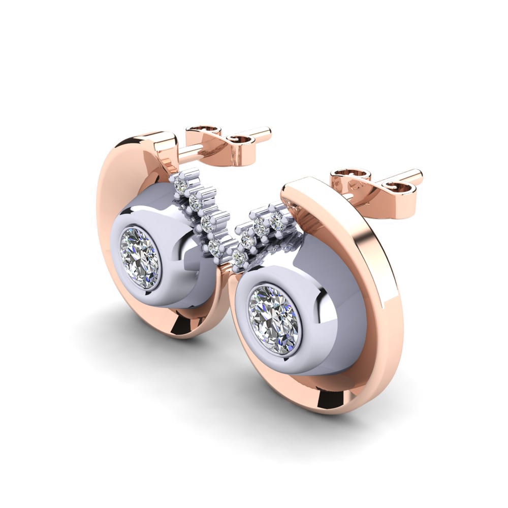 14k Oro Rosa & Blanco Pendiente de mujer Delbar