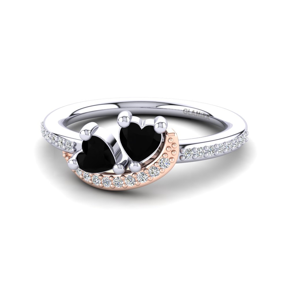 9ct White & Rose Gold Black Onyx Ring Despoina