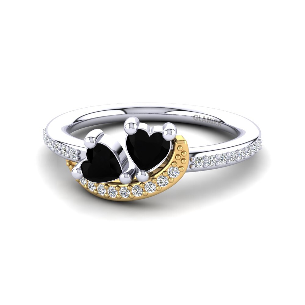 9ct White & Yellow Gold Black Onyx Ring Despoina