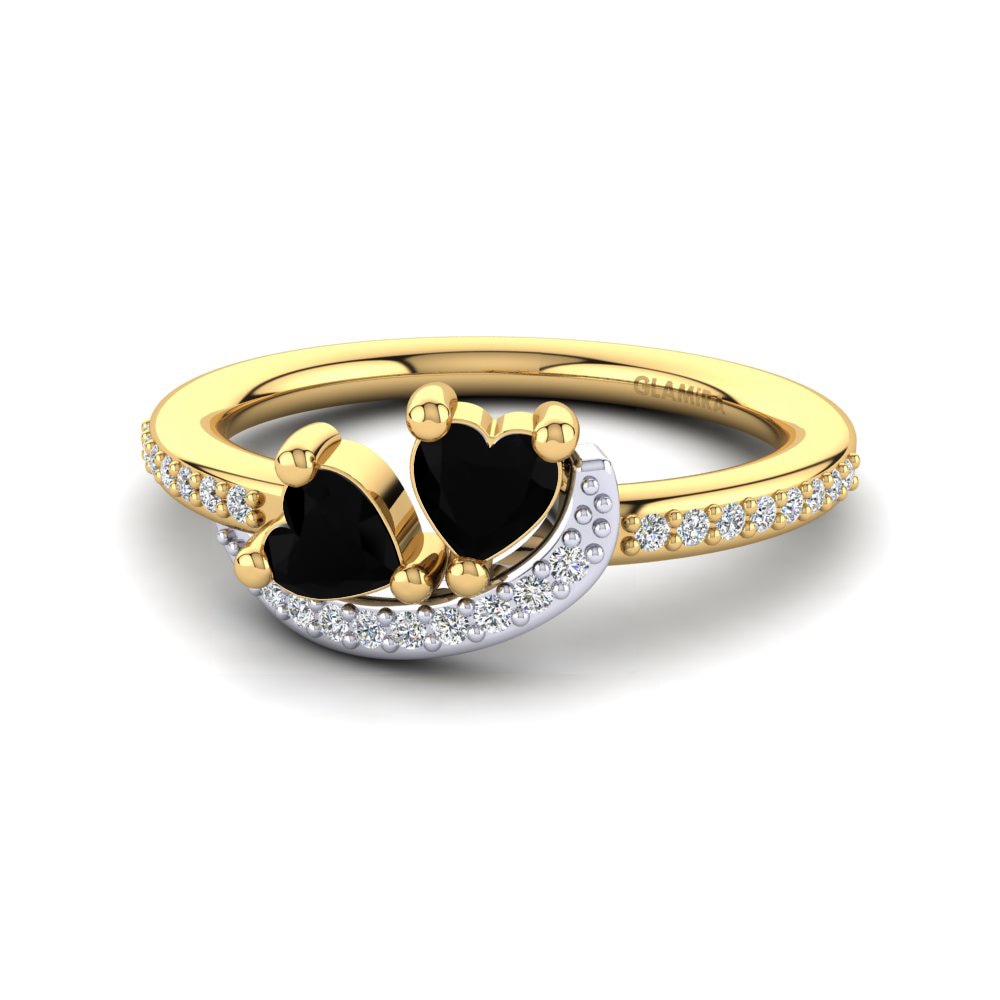 18ct Yellow & White Gold Black Diamond Ring Despoina