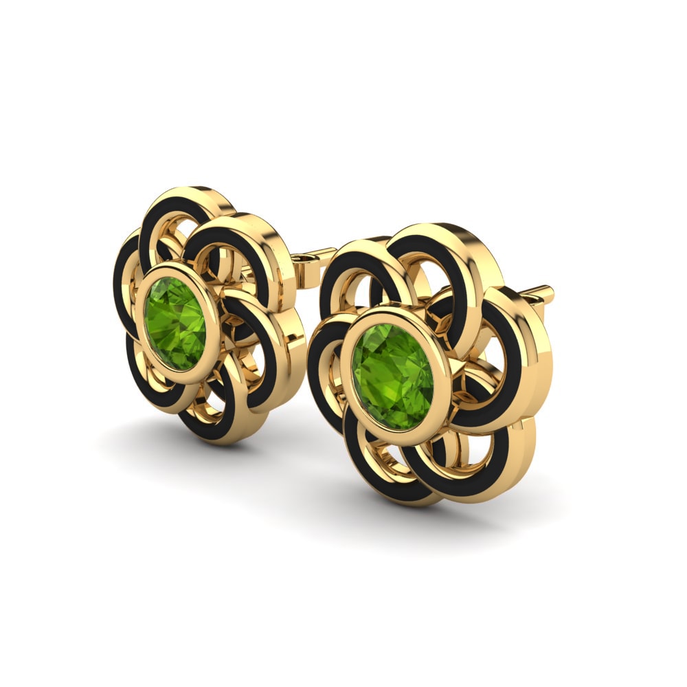 14k Oro Amarillo Peridoto Pendiente de mujer Duhter