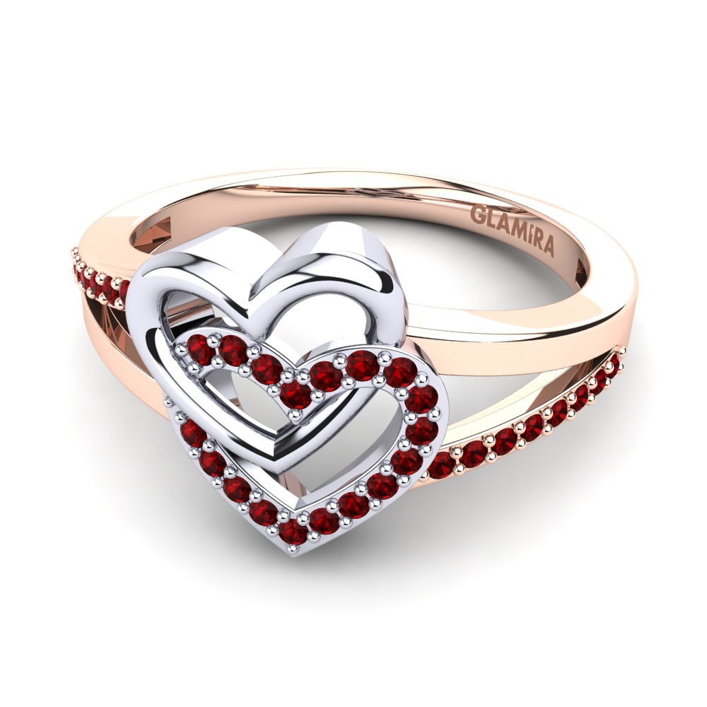 9ct Rose & White Gold Red Zirconia Ring Dylis