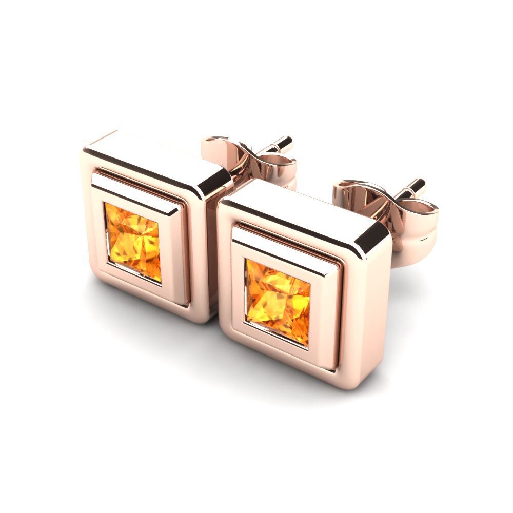 14K Rood Goud Citrien Dames Oorbellen Ayame