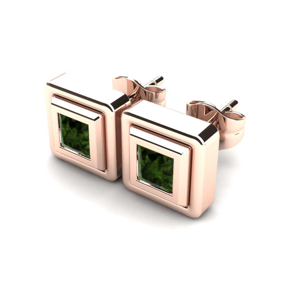 14ct Rose Gold Green Tourmaline Women's Earring Ayame