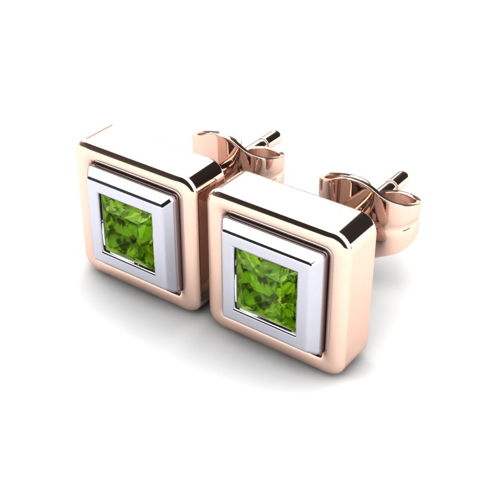 14k Oro Rosa & Blanco Peridoto Pendiente de mujer Ayame