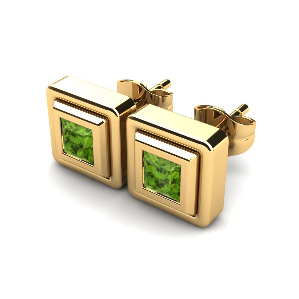 18k Oro Amarillo Peridoto Pendiente de mujer Ayame