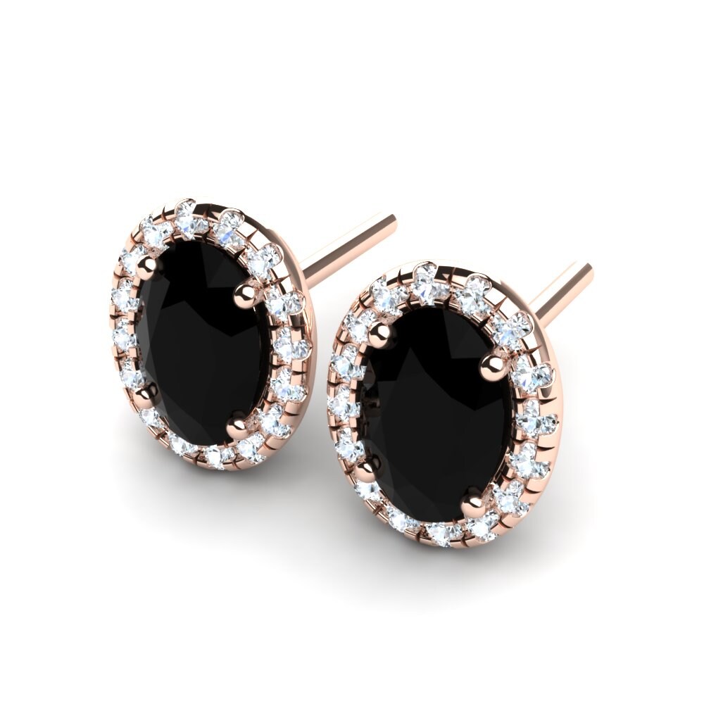 9k Oro Rosa Zafiro negro Pendiente de mujer Selena