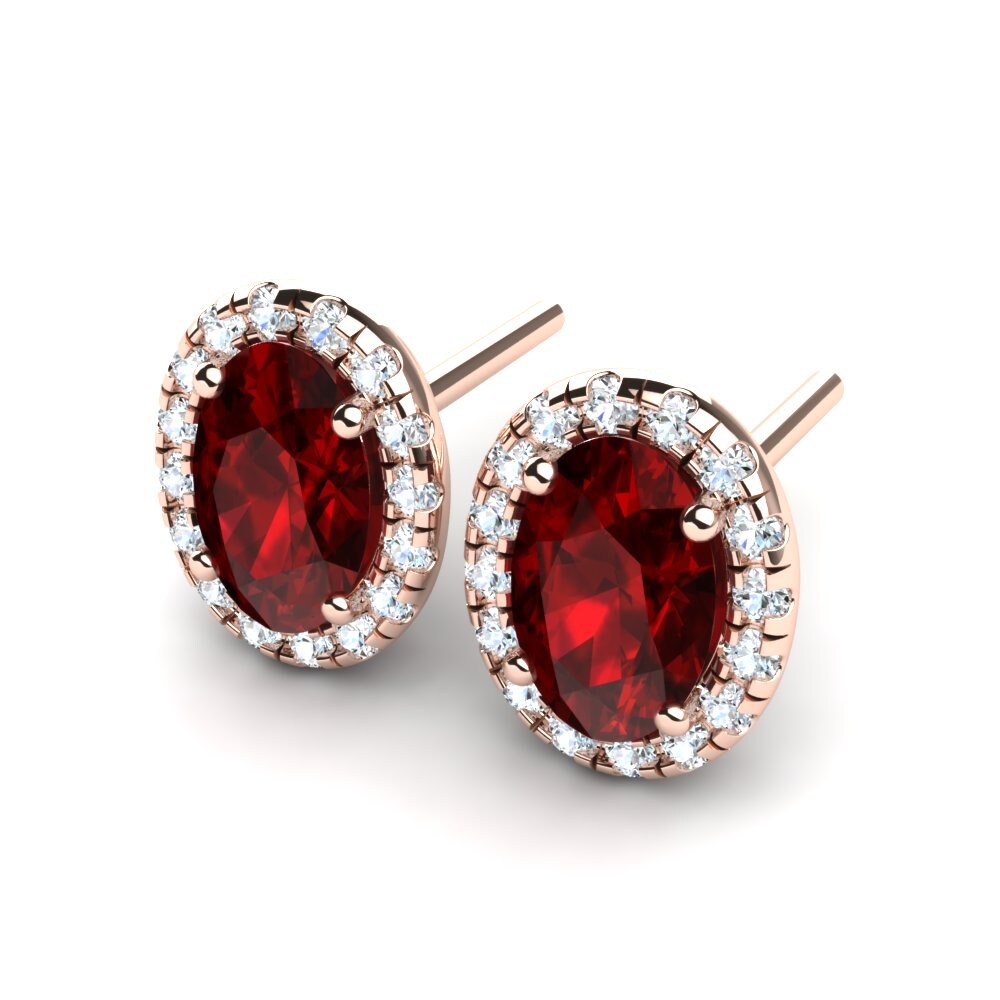 14k Oro Rosa Circonita Roja Pendiente de mujer Selena