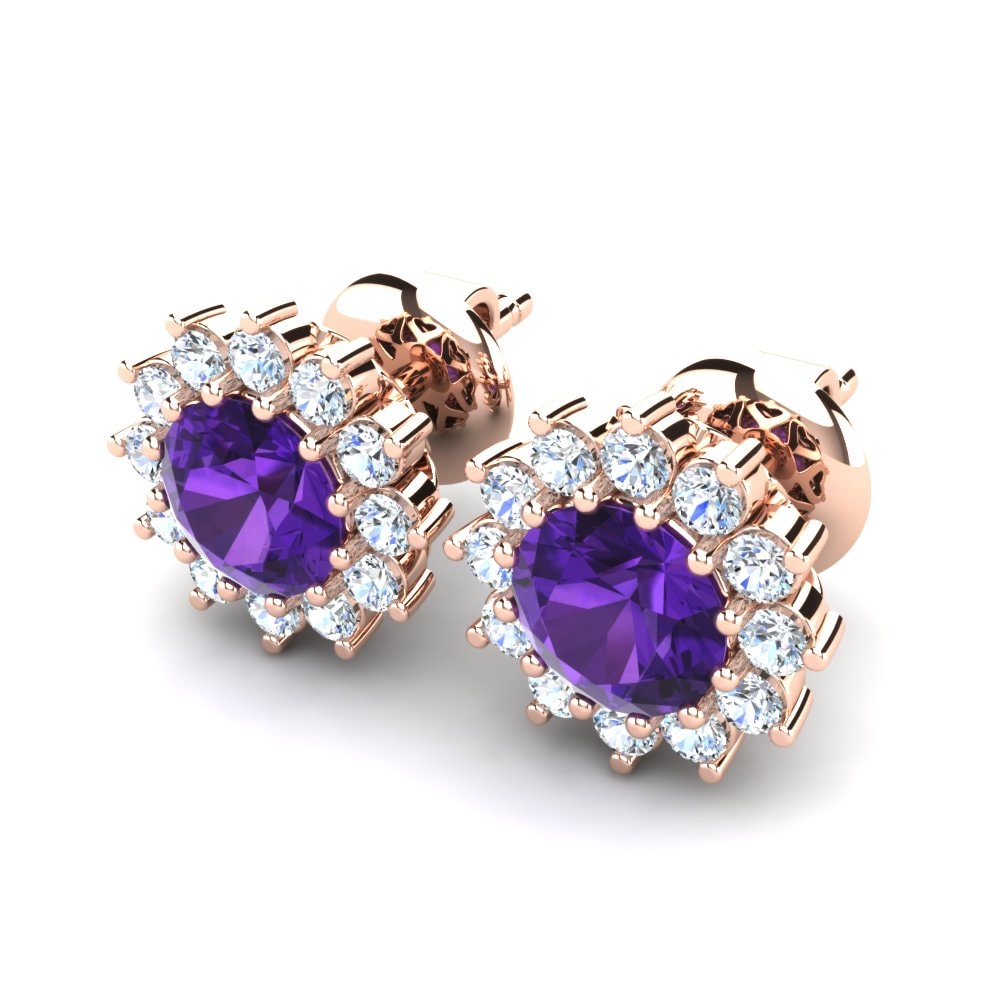18ct Rose Gold Amethyst Women's Earring Carrie