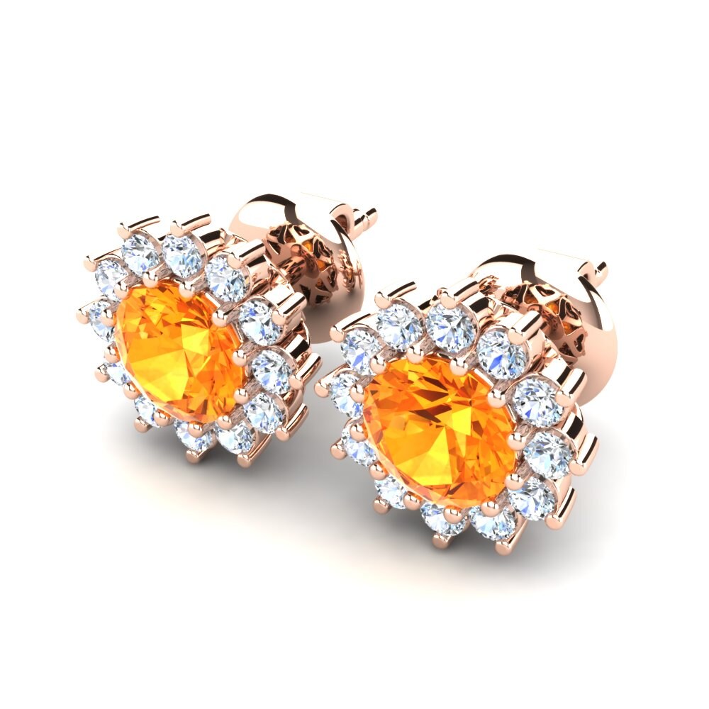 14K Rood Goud Citrien Dames Oorbellen Carrie