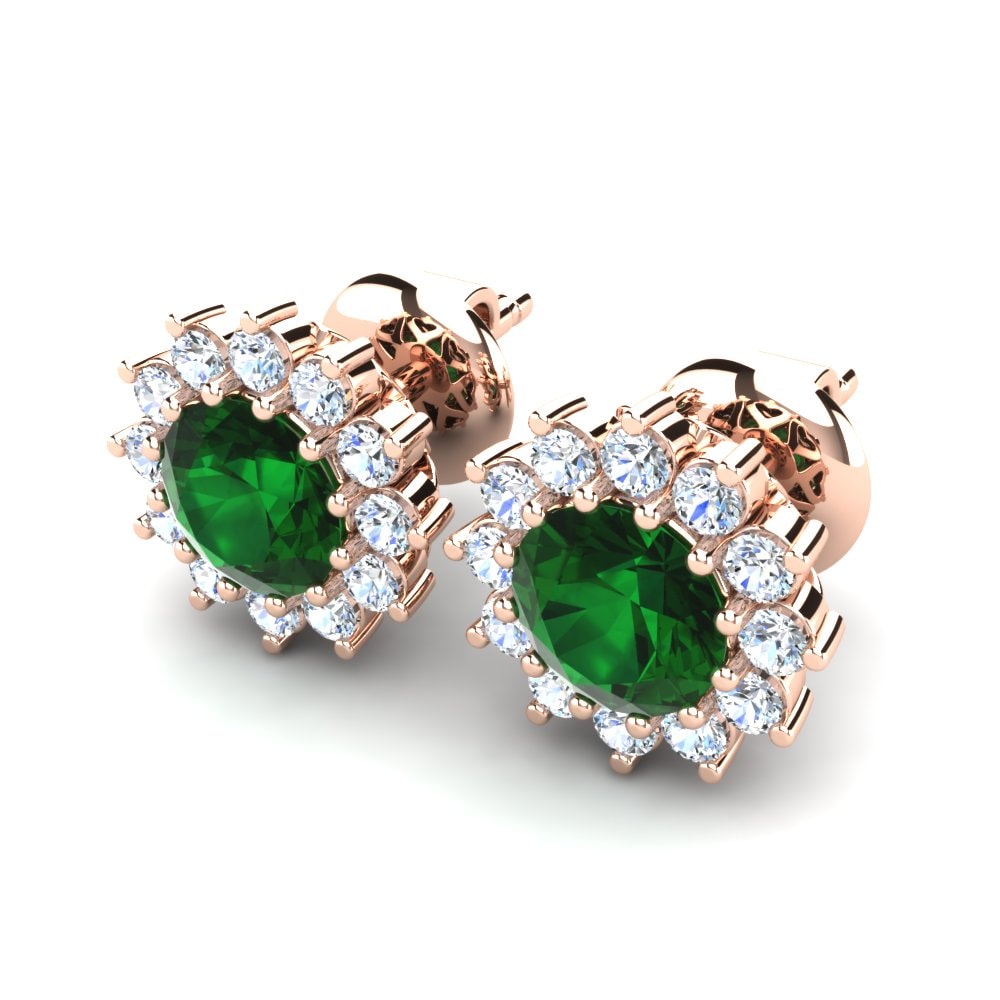 14k Oro Rosa Circonita Verde Pendiente de mujer Carrie
