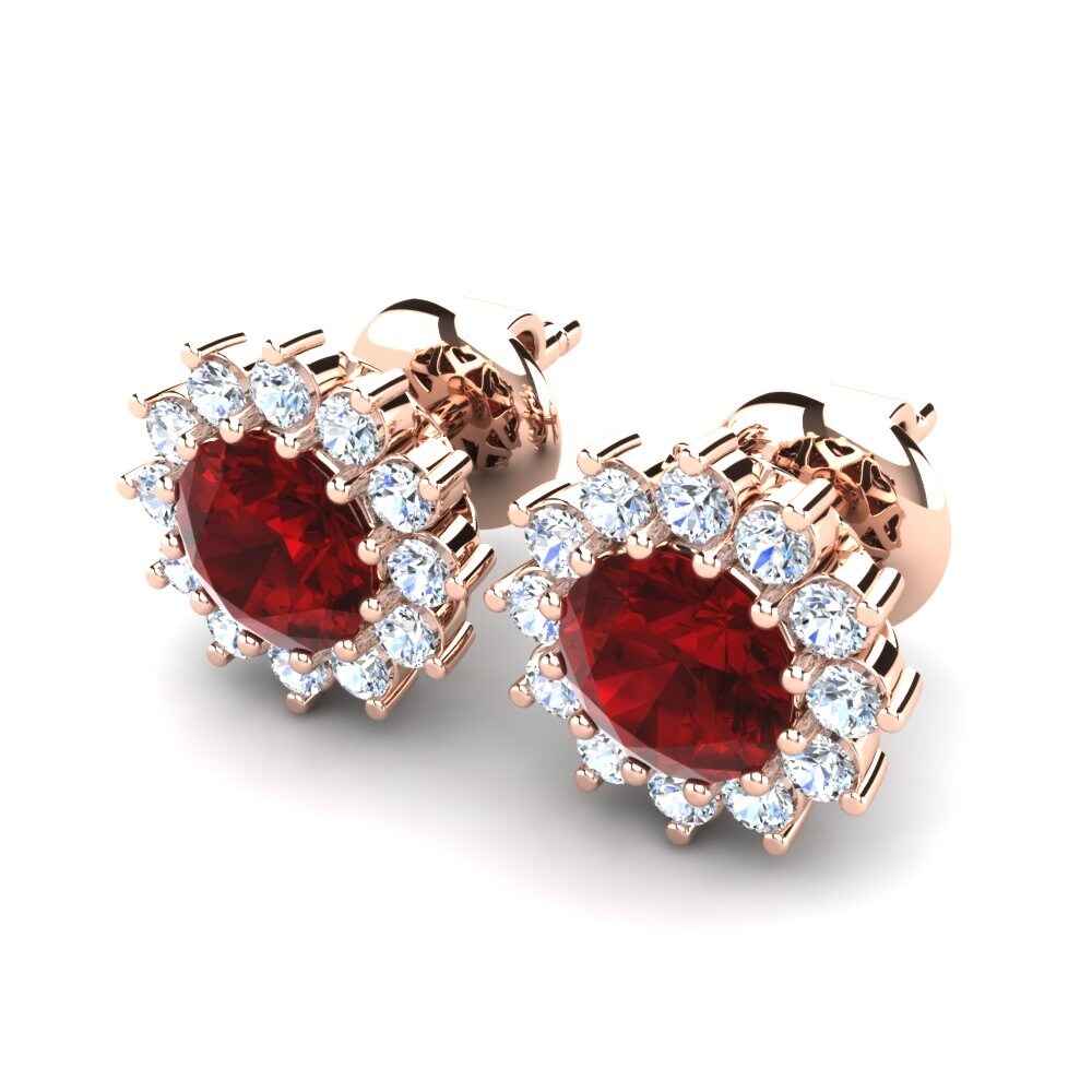 14k Oro Rosa Circonita Roja Pendiente de mujer Carrie
