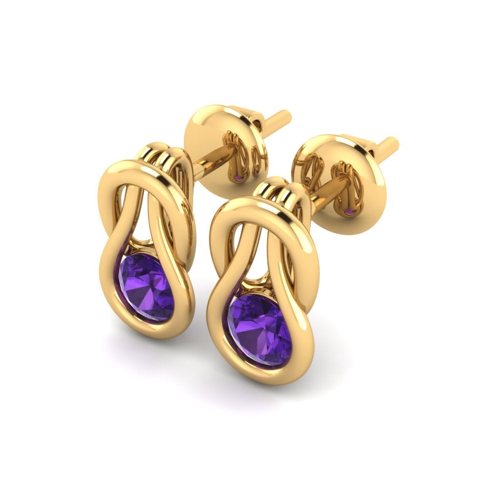18k Oro Amarillo Amatista Pendiente de mujer Melanie
