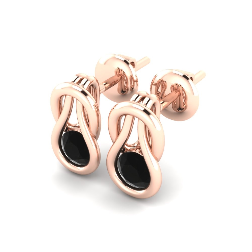 9k Oro Rosa Zafiro negro Pendiente de mujer Melanie