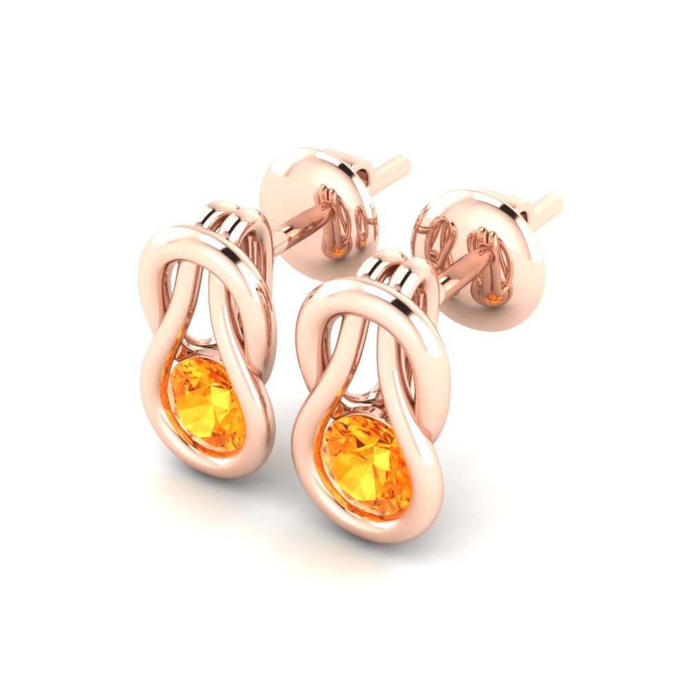 14K Rood Goud Citrien Dames Oorbellen Melanie