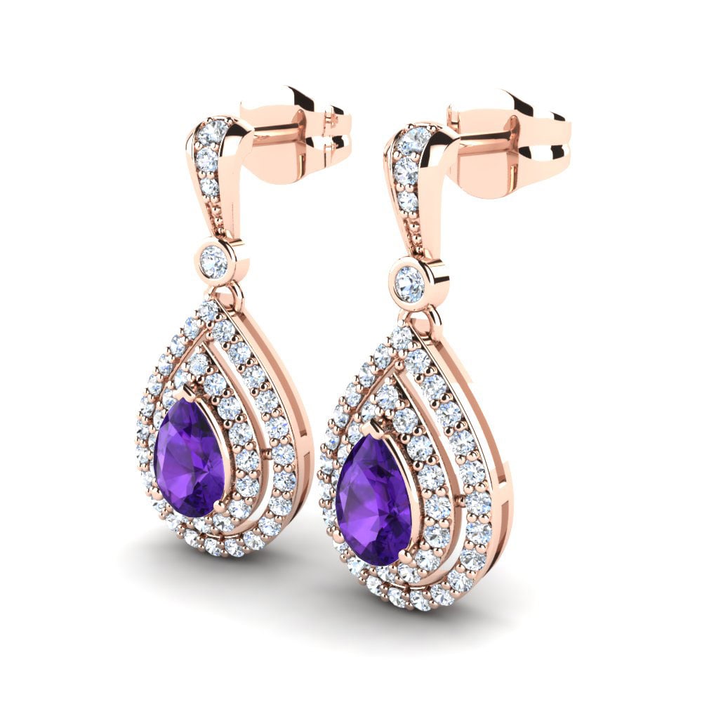 18ct Rose Gold Amethyst Women's Earring Alice