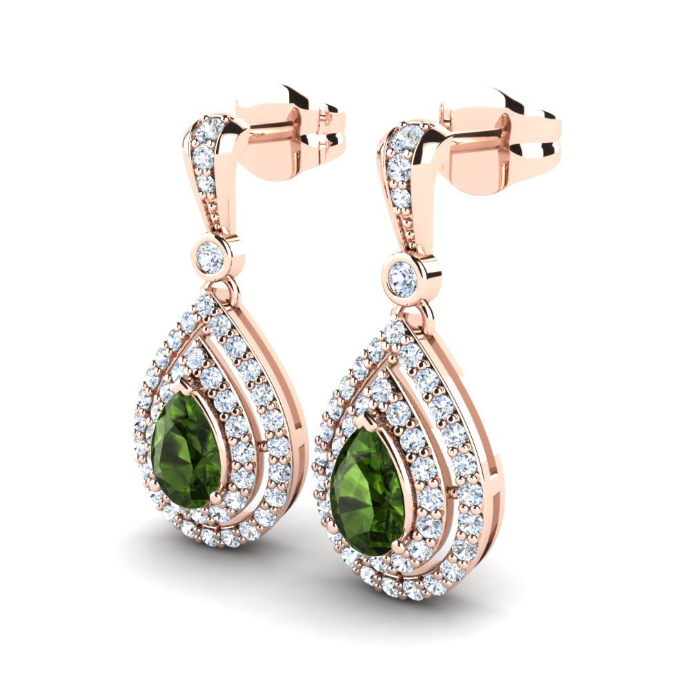 14ct Rose Gold Green Tourmaline Women's Earring Alice