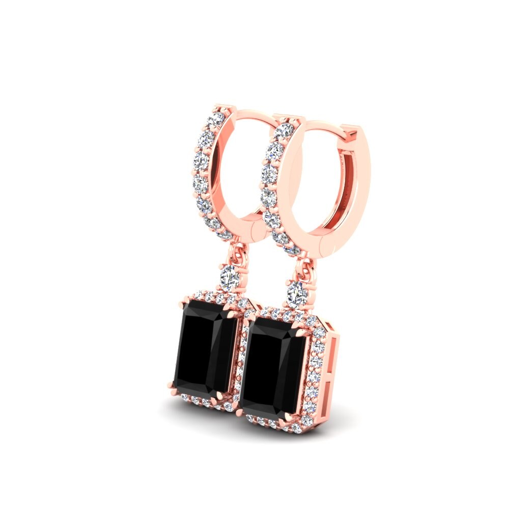 9k Oro Rosa Zafiro negro Pendiente de mujer Polly