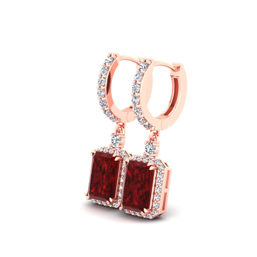 14k Oro Rosa Circonita Roja Pendiente de mujer Polly