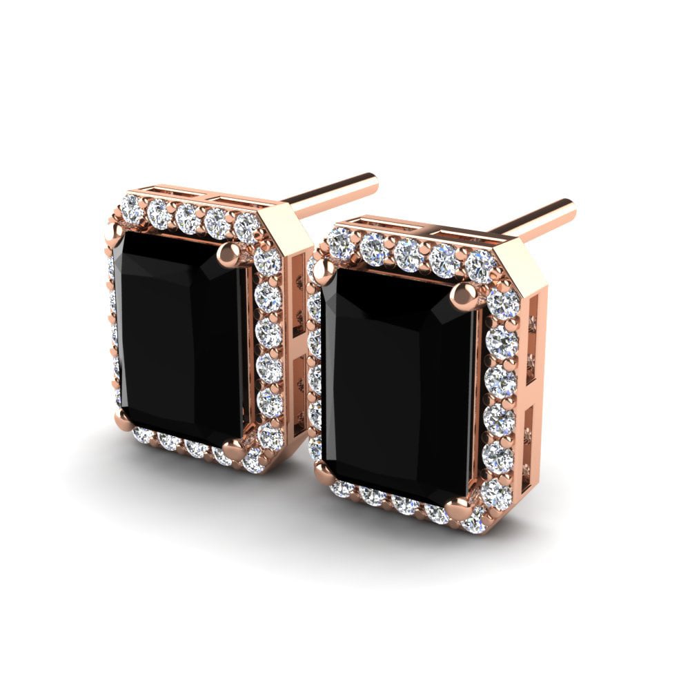 9k Oro Rosa Zafiro negro Pendiente de mujer Sammy