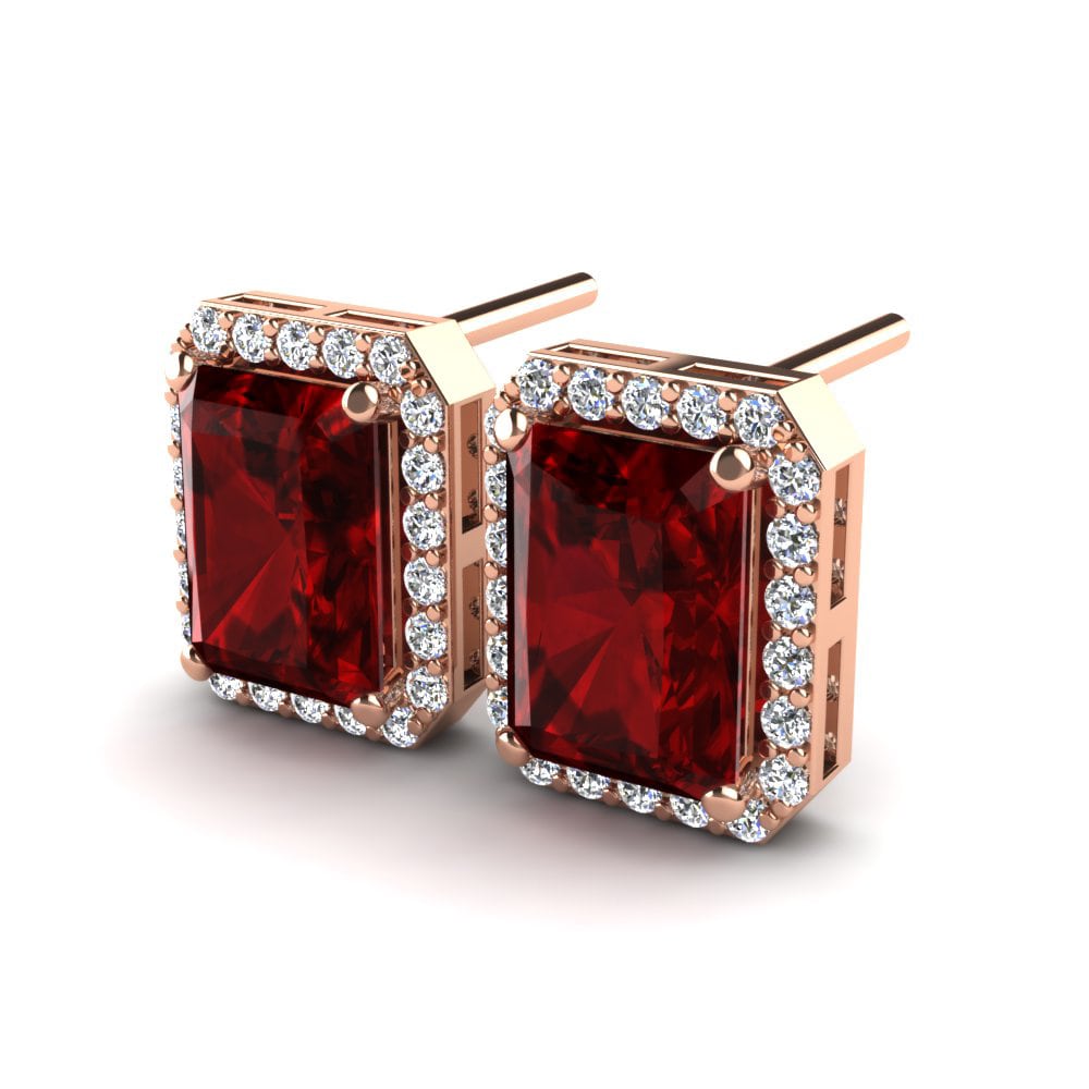 14k Oro Rosa Circonita Roja Pendiente de mujer Sammy