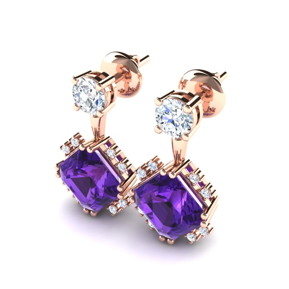 18ct Rose Gold Amethyst Women's Earring Suzie